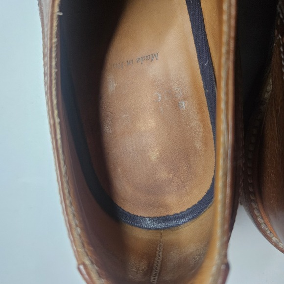 Brunello Cucinelli Mens Leather Wingtip Dress Shoes 43.5 Brown Made In Italy - Picture 7 of 16